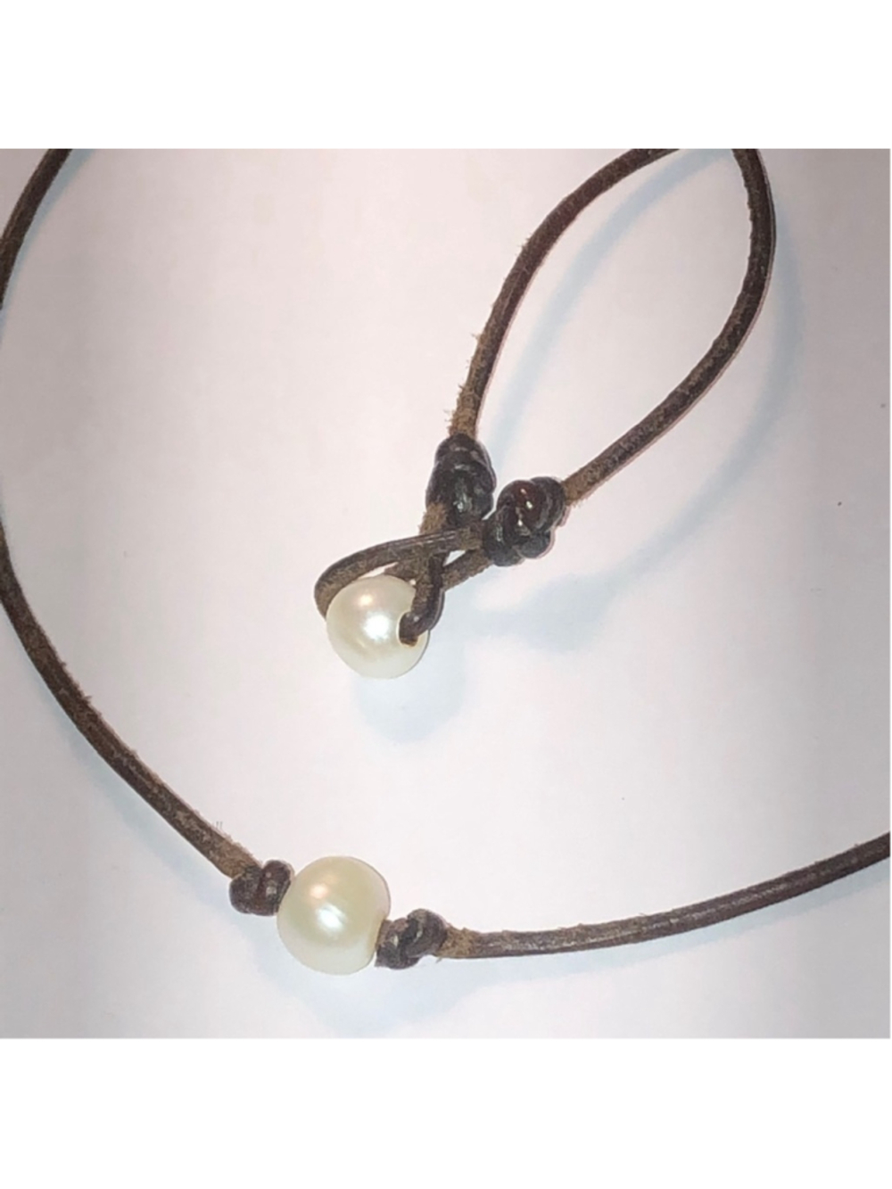 Genuine Pearls Leather Cord Dainty Boho Retro Necklace - Picture 2 of 5